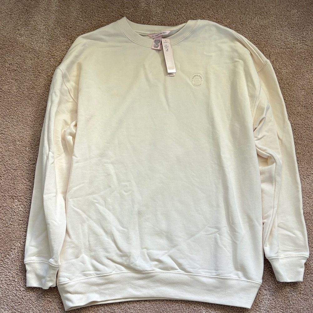 Victoria's Secret Women's Cream Crewneck Sweater Sweatshirt